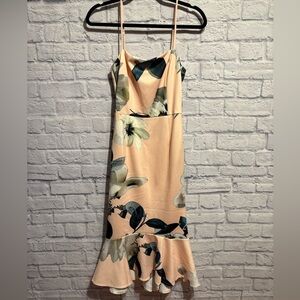 Spicy Sugar Floral Ruffle Hem Midi Dress in Peach Size 10